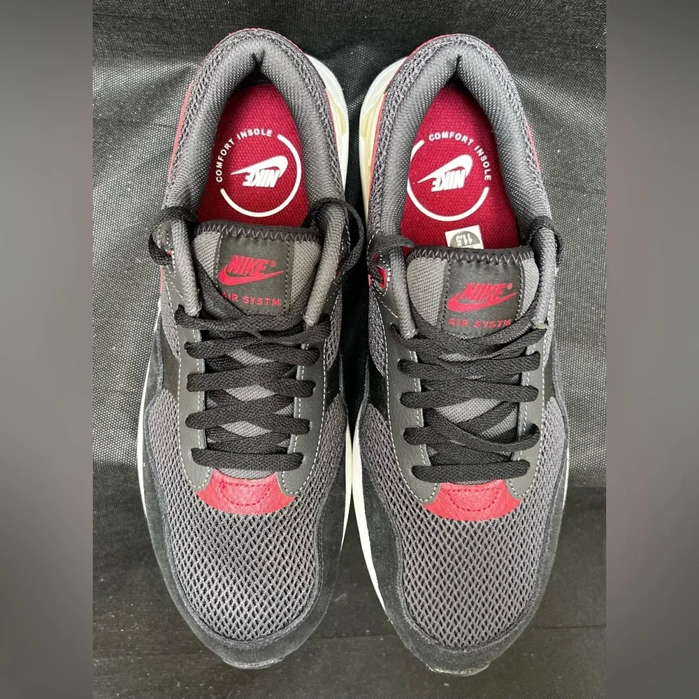 Nike Air Max SYSTM Black/Team Red/Anthr Men's Sneakers Size 11.5 Preowned - Picture 5 of 9
